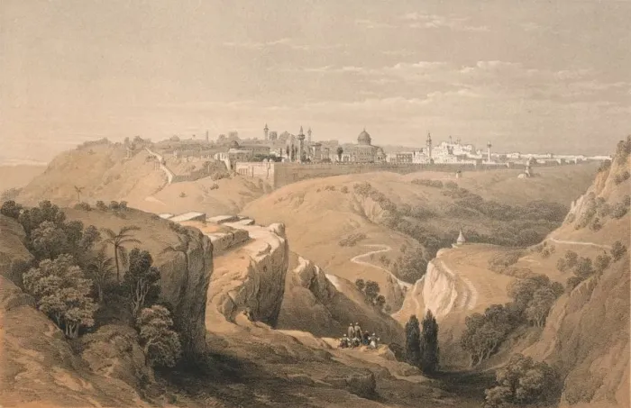 Framed Print : Jerusalem from the Road Leading to Bethany, 1855. Creator: Unknown Framed Print : Jerusalem from the Road Leading to Bethany, 1855. Creator: Unknown