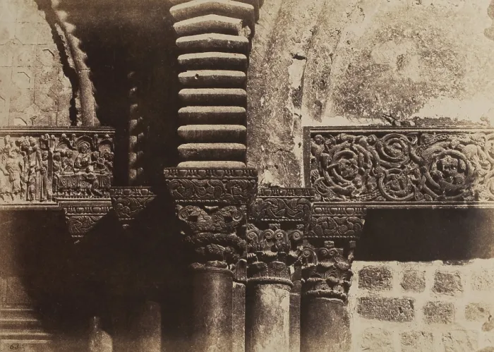 Framed Print : Jerusalem, Saint Sepulcre, Details of Capitals, 1854. Creator: Auguste Salzmann Framed Print : Jerusalem, Saint Sepulcre, Details of Capitals, 1854. Creator: Auguste Salzmann