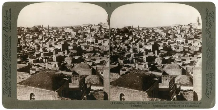 Framed Print : Jerusalem, as seen from the nothern wall, Palestine, 1897. Artist: Underwood & Underwood Framed Print : Jerusalem, as seen from the nothern wall, Palestine, 1897. Artist: Underwood & Underwood