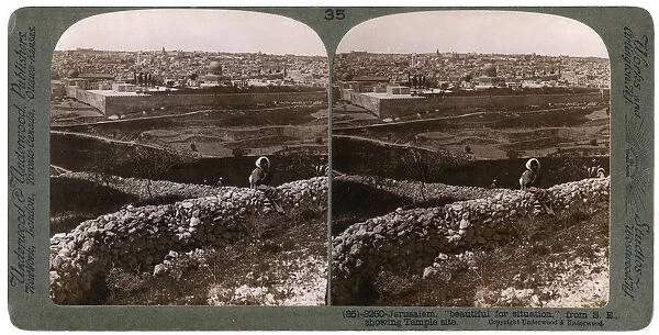 Jerusalem, as seen from the south-east, showing the site of the temple, Palestine, 1900s. Artist: Underwood & Underwood