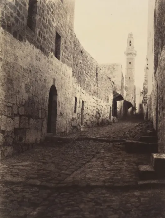 Framed Print : Jerusalem. Une rue de Jerusalem et entree du Grand Couvent, 1860 or later Framed Print : Jerusalem. Une rue de Jerusalem et entree du Grand Couvent, 1860 or later
