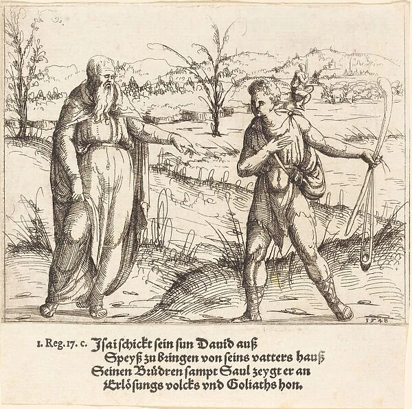 Jesse Sends David to His Brothers and Saul, 1548. Creator: Augustin Hirschvogel