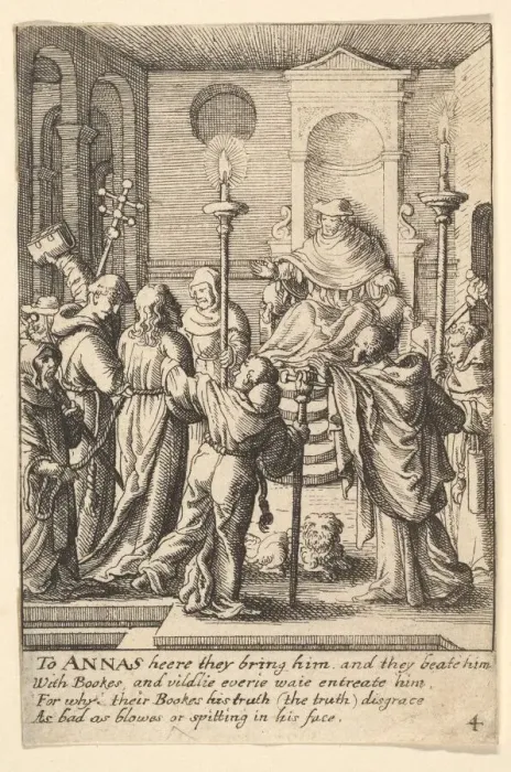 Framed Print : Jesus before Annas, 1625-77. Creator: Wenceslaus Hollar Framed Print : Jesus before Annas, 1625-77. Creator: Wenceslaus Hollar