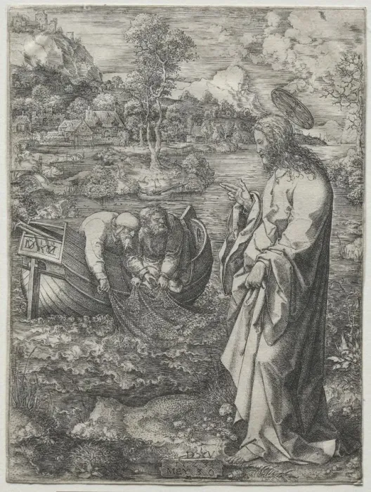 Framed Print : Jesus Calling to St. Peter and St. Andrew, 1523. Creator: Dirk Vellert (Netherlandish Framed Print : Jesus Calling to St. Peter and St. Andrew, 1523. Creator: Dirk Vellert (Netherlandish