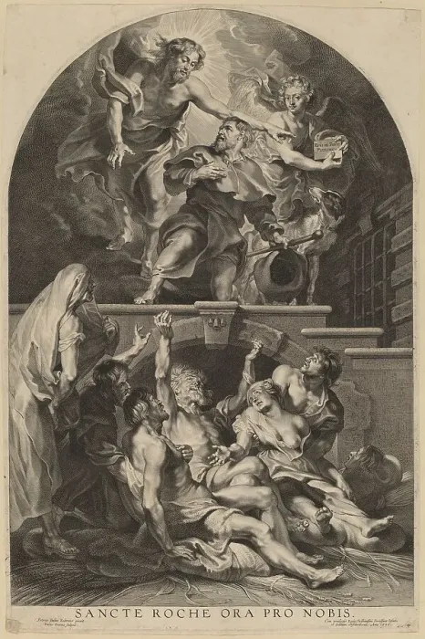 Framed Print : Jesus Christ Appearing to Saint Roch, 1626. Creator: Paulus Pontius Framed Print : Jesus Christ Appearing to Saint Roch, 1626. Creator: Paulus Pontius