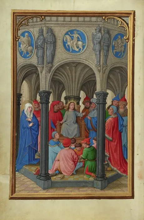 Framed Print : Jesus Among the Doctors; Prayer Book of Cardinal Albrecht of Brandenburg, about 1525-1530. Creator: Simon Bening
