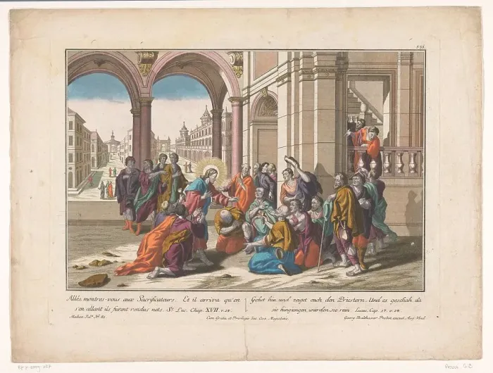 Framed Print : Jesus heals ten lepers, 1742-1801. Creator: Anon Framed Print : Jesus heals ten lepers, 1742-1801. Creator: Anon