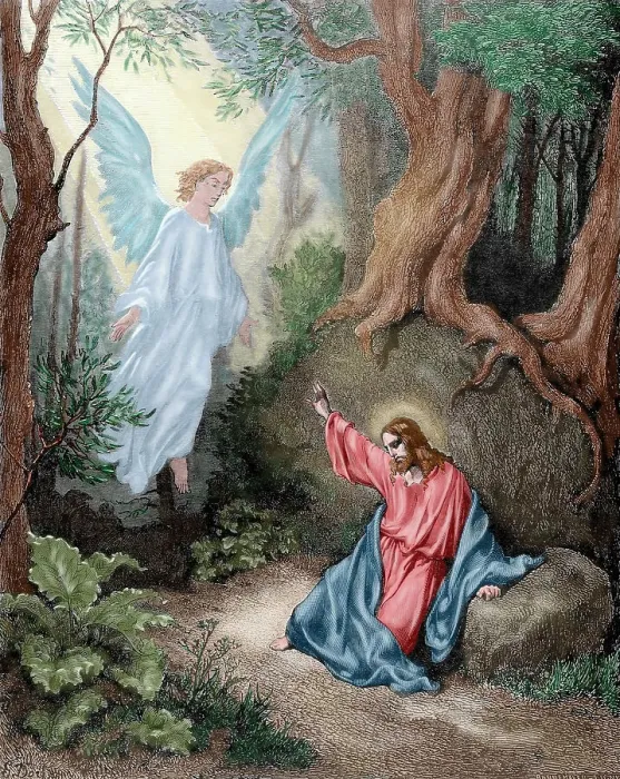 Framed Print : Jesus on the Mount of Olives, 19th century. Creator: Unknown Framed Print : Jesus on the Mount of Olives, 19th century. Creator: Unknown