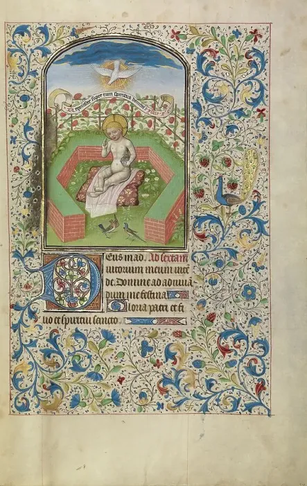 Framed Print : Jesus with an Orb in a Garden; Arenberg Hours, early 1460s. Creator: Willem Vrelant Framed Print : Jesus with an Orb in a Garden; Arenberg Hours, early 1460s. Creator: Willem Vrelant