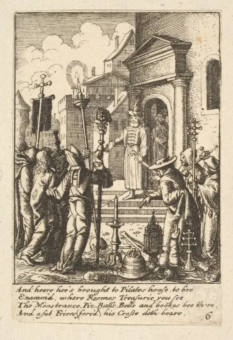 Framed Print : Jesus before Pilate, 1625-77. Creator: Wenceslaus Hollar Framed Print : Jesus before Pilate, 1625-77. Creator: Wenceslaus Hollar