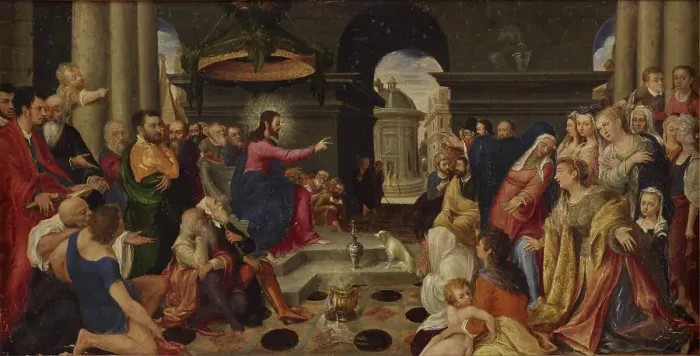 Framed Print : Jesus preaches to Martha and Mary, 16th century. Creator: Longhi; Luca (1507-1580) Framed Print : Jesus preaches to Martha and Mary, 16th century. Creator: Longhi; Luca (1507-1580)
