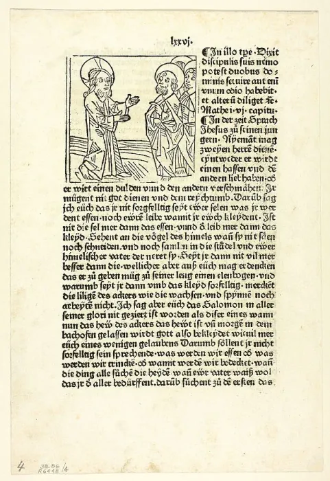 Framed Print : Jesus Preaching to His Disciples from Plenarium, Plate 4 from Woodcuts from Books... 1929. Creators: Unknown, Anton Sorg, Wilhelm Ludwig Schreiber