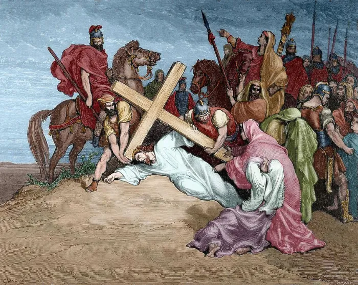 Framed Print : Jesus reaches the top of Calvary, mid-late 19th century. Creator: Jules Jean Marie Joseph Huyot Framed Print : Jesus reaches the top of Calvary, mid-late 19th century. Creator: Jules Jean Marie Joseph Huyot