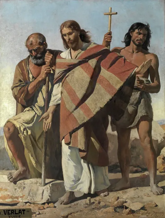 Framed Print : Jesus between Saint Peter and Saint John Baptist, 1877. Creator: Charles Verlat Framed Print : Jesus between Saint Peter and Saint John Baptist, 1877. Creator: Charles Verlat