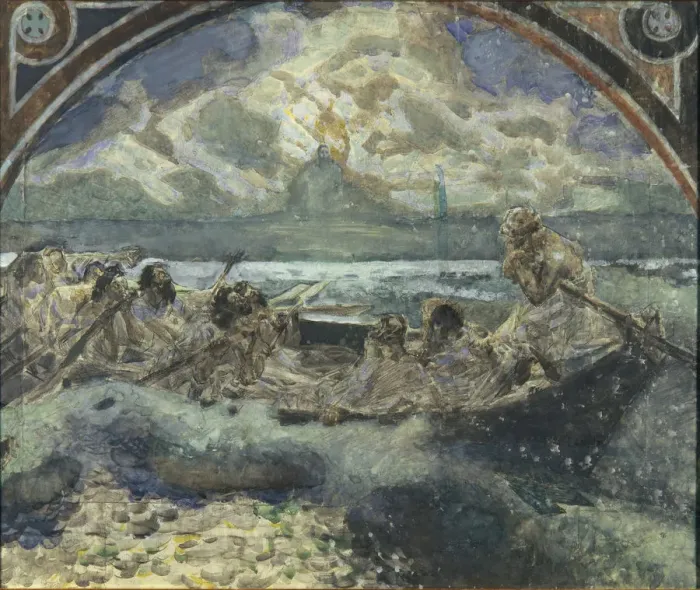Framed Print : Jesus Walks on Water, 1890. Artist: Vrubel, Mikhail Alexandrovich (1856-1910) Framed Print : Jesus Walks on Water, 1890. Artist: Vrubel, Mikhail Alexandrovich (1856-1910)