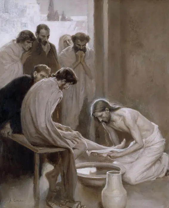 Framed Print : Jesus Washing the Feet of his Disciples, 1898. Creator: Albert Edelfelt Framed Print : Jesus Washing the Feet of his Disciples, 1898. Creator: Albert Edelfelt