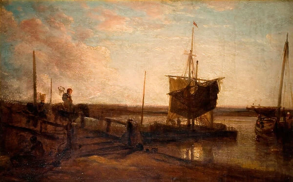 Jetty With Boats, 1800-50. Creator: Peter de Wint