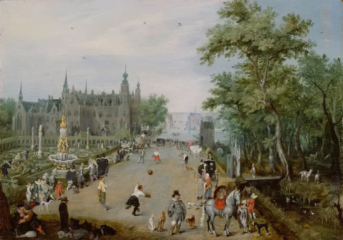 Framed Print : Jeu de Paume Before a Country Palace, ca 1614. Artist: Venne, Adriaen Pietersz. van de (1589-1662) Framed Print : Jeu de Paume Before a Country Palace, ca 1614. Artist: Venne, Adriaen Pietersz. van de (1589-1662)