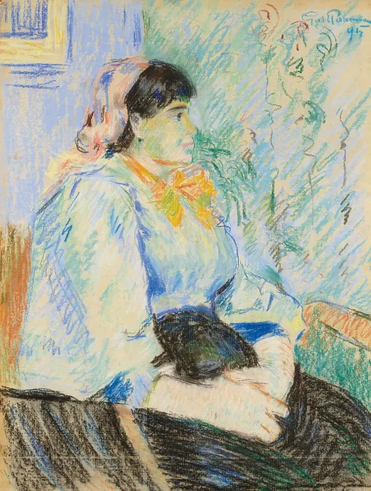 Framed Print : Jeune femme assise, 1895. Creator: Guillaumin, Jean-Baptiste Armand (1841-1927) Framed Print : Jeune femme assise, 1895. Creator: Guillaumin, Jean-Baptiste Armand (1841-1927)