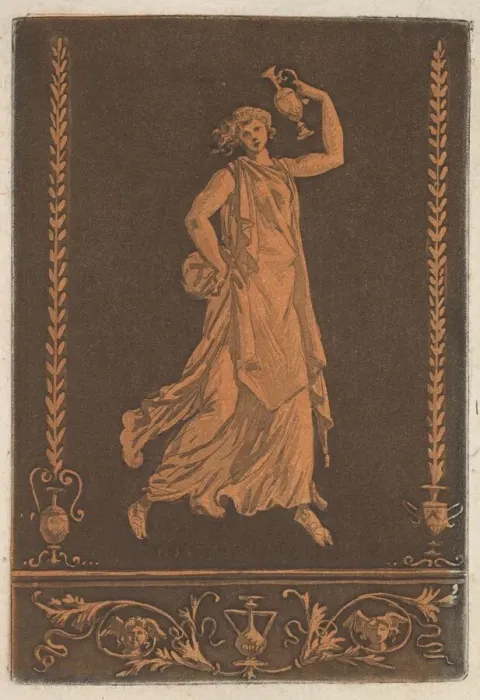 Framed Print : Jeune femme drapee, marchant de gauche adroit Framed Print : Jeune femme drapee, marchant de gauche adroit