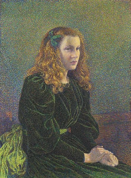 Jeune femme en robe verte (Germaine Marechal), 1893. Artist: Rysselberghe, Theo van (1862-1926)