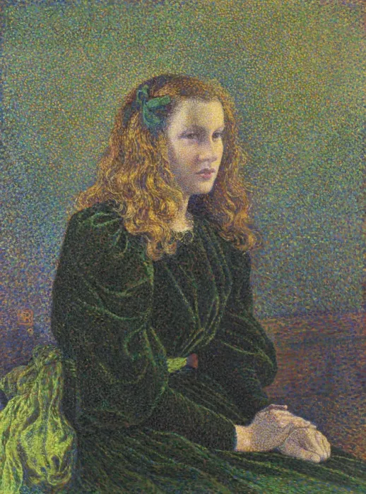 Framed Print : Jeune femme en robe verte (Germaine Marechal), 1893. Artist: Rysselberghe, Theo van (1862-1926) Framed Print : Jeune femme en robe verte (Germaine Marechal), 1893. Artist: Rysselberghe, Theo van (1862-1926)