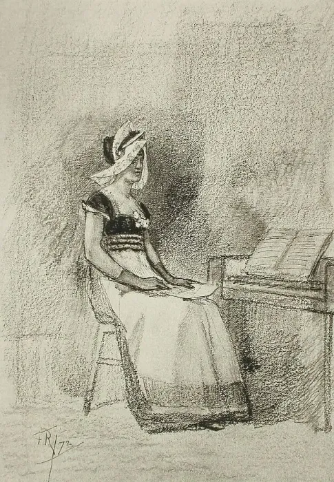 Framed Print : Jeune Fille au clavecin, 1872. Creator: Unknown Framed Print : Jeune Fille au clavecin, 1872. Creator: Unknown