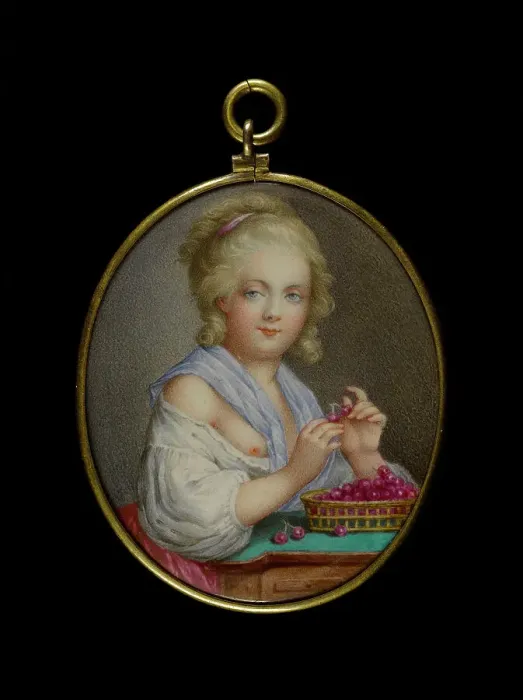 Framed Print : Jeune fille au panier de cerises, between 1770 and 1790. Creator: Ecole Francaise Framed Print : Jeune fille au panier de cerises, between 1770 and 1790. Creator: Ecole Francaise