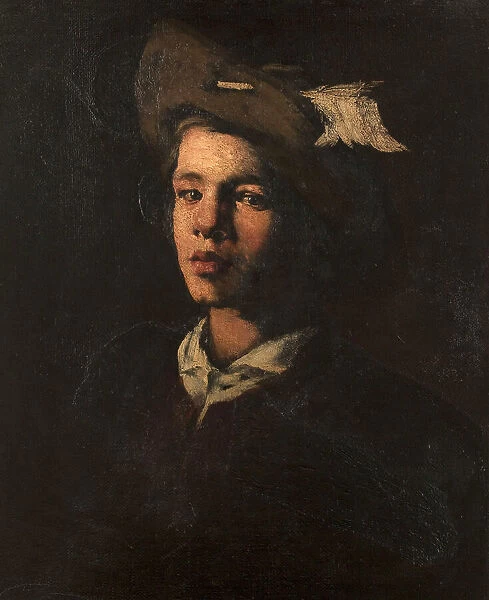 Jeune homme au chapeau, c.1870. Creator: Theodule Ribot