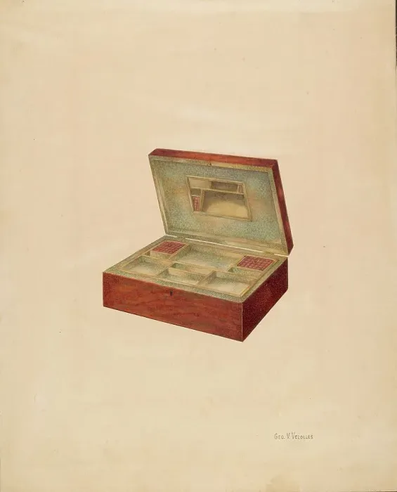 Framed Print : Jewelry or Sewing Box, c. 1937. Creator: George V. Vezolles Framed Print : Jewelry or Sewing Box, c. 1937. Creator: George V. Vezolles