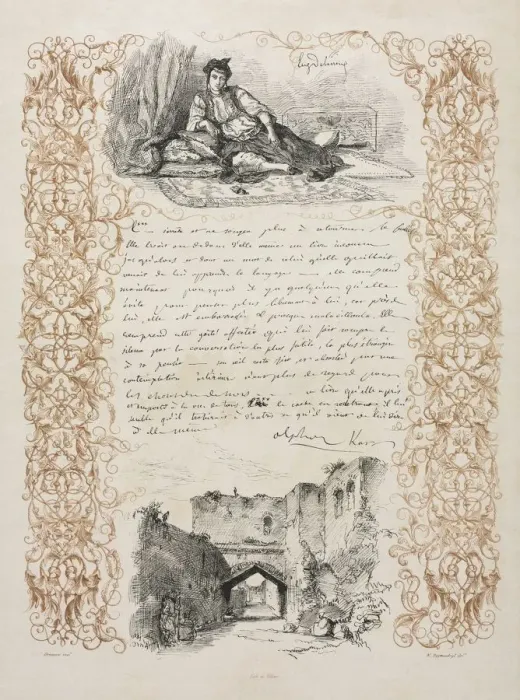 Framed Print : Jewess of Algiers and a Street in Algiers, 1838. Creator: Eugene Delacroix (French Framed Print : Jewess of Algiers and a Street in Algiers, 1838. Creator: Eugene Delacroix (French