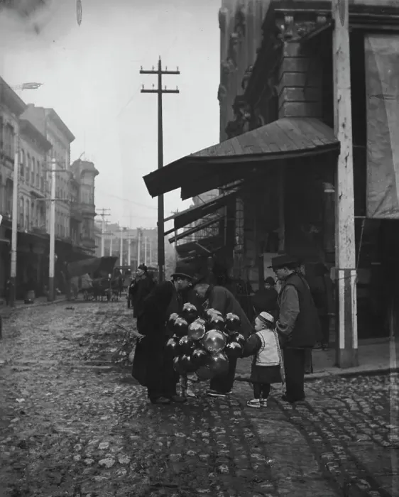 Framed Print : Jewish balloon man, Chinatown, San Francisco, between 1896 and 1906. Creator: Arnold Genthe Framed Print : Jewish balloon man, Chinatown, San Francisco, between 1896 and 1906. Creator: Arnold Genthe