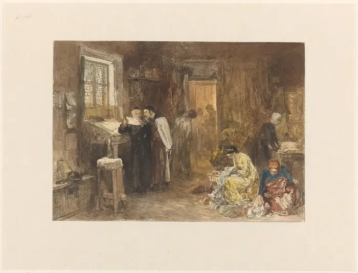 Framed Print : Jewish bankers, 1868. Creator: Charles Rochussen Framed Print : Jewish bankers, 1868. Creator: Charles Rochussen