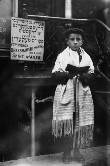 Framed Print : Jew[ish] New Year - boy in prayer shawl, 1911. Creator: Bain News Service