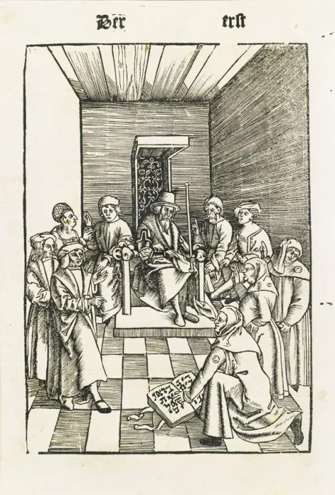 Framed Print : Jewish Oath (From the Laienspiegel, Augsburg), 1509. Artist: Tengler, Ulrich (ca 1441-1521 / 22) Framed Print : Jewish Oath (From the Laienspiegel, Augsburg), 1509. Artist: Tengler, Ulrich (ca 1441-1521 / 22)