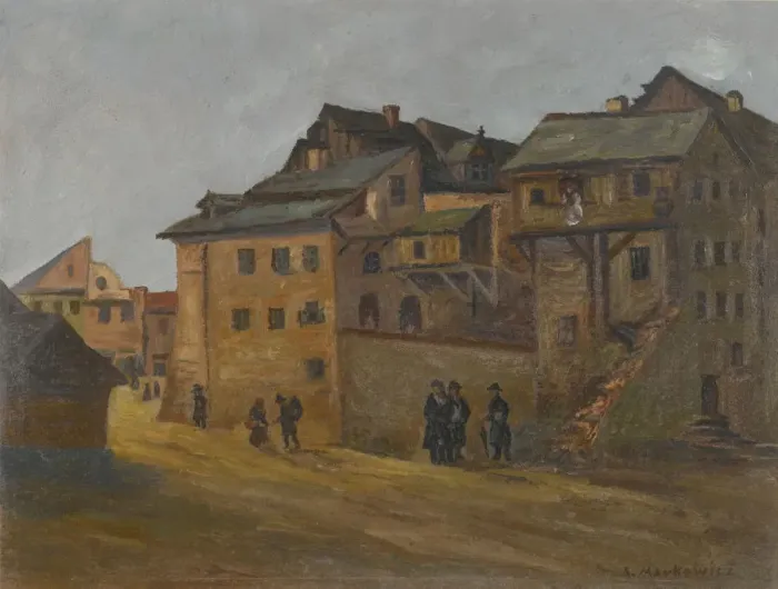 Framed Print : Jewish quarter in Krakow. Artist: Markowicz, Artur (1872-1934)