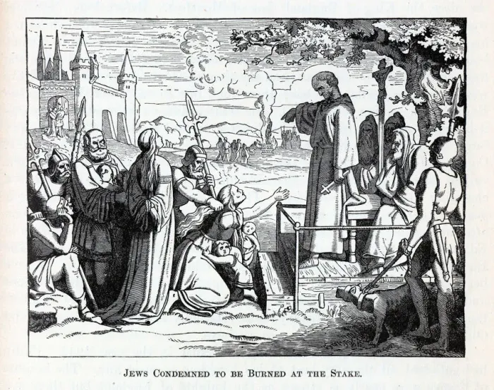 Framed Print : Jews Condemned to be Burned at the Stake, 1882. Artist: Anonymous Framed Print : Jews Condemned to be Burned at the Stake, 1882. Artist: Anonymous