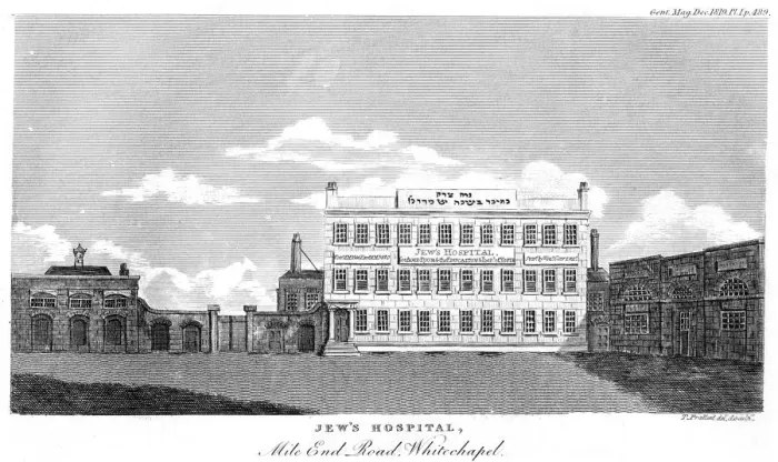Framed Print : Jews Hospital, Mile End Road, Whitechapel, London, late 18th or early 19th century. Artist: Thomas Prattent Framed Print : Jews Hospital, Mile End Road, Whitechapel, London, late 18th or early 19th century. Artist: Thomas Prattent
