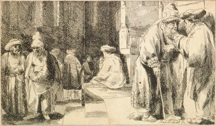 Framed Print : Jews in the Synagogue. Artist: Rembrandt van Rhijn (1606-1669) Framed Print : Jews in the Synagogue. Artist: Rembrandt van Rhijn (1606-1669)