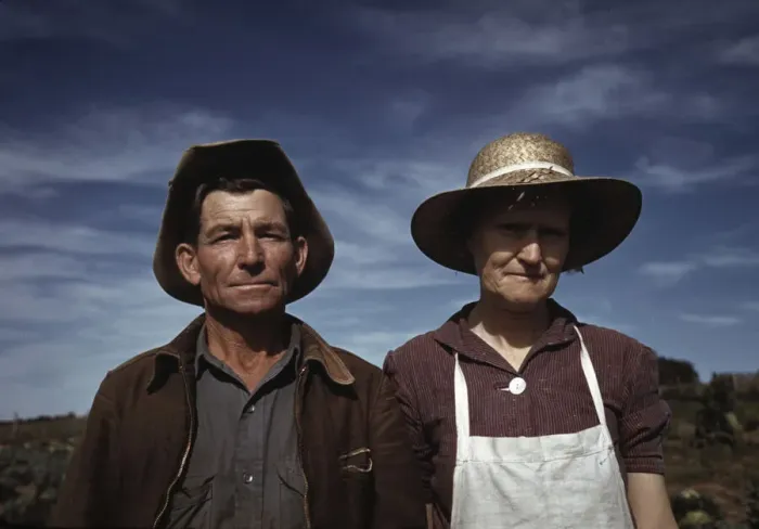 Framed Print : Jim Norris and wife, homesteaders, Pie Town, New Mexico, 1940. Creator: Russell Lee Framed Print : Jim Norris and wife, homesteaders, Pie Town, New Mexico, 1940. Creator: Russell Lee