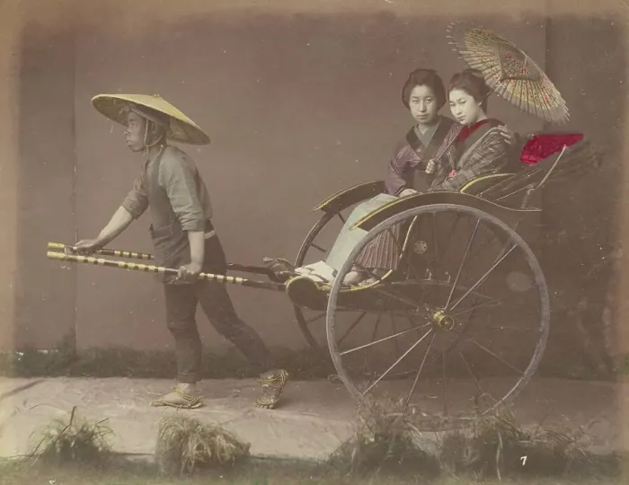 Framed Print : Jinrikishia, 1870s-1890s. Creator: Kusakabe Kimbei Framed Print : Jinrikishia, 1870s-1890s. Creator: Kusakabe Kimbei