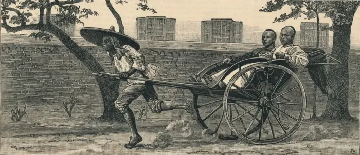 Framed Print : A Jinriksha, or Chinese hand-carriage, c1883. Creator: Unknown Framed Print : A Jinriksha, or Chinese hand-carriage, c1883. Creator: Unknown