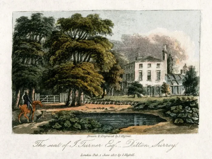 Framed Print : JMW Turners house, Thames Ditton, Surrey, 1817. Artist: I Hassell Framed Print : JMW Turners house, Thames Ditton, Surrey, 1817. Artist: I Hassell