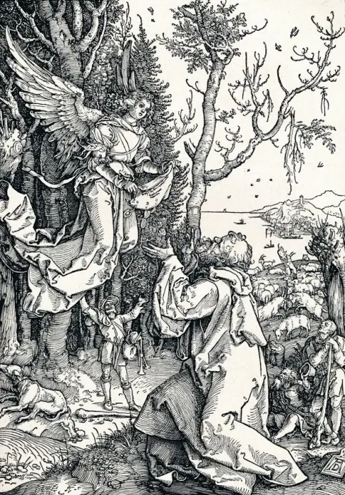 Framed Print : Joachim and the Angel, 1506 (1906). Artist: Albrecht Durer Framed Print : Joachim and the Angel, 1506 (1906). Artist: Albrecht Durer