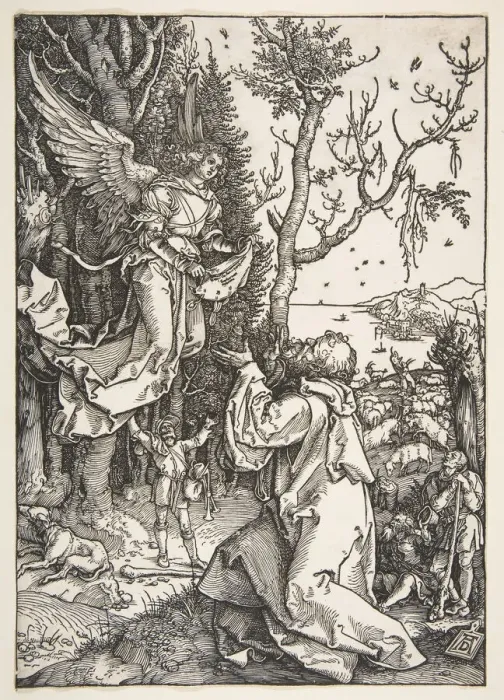 Framed Print : Joachim and the Angel, from The Life of the Virgin, ca. 1504. Creator: Albrecht Durer Framed Print : Joachim and the Angel, from The Life of the Virgin, ca. 1504. Creator: Albrecht Durer