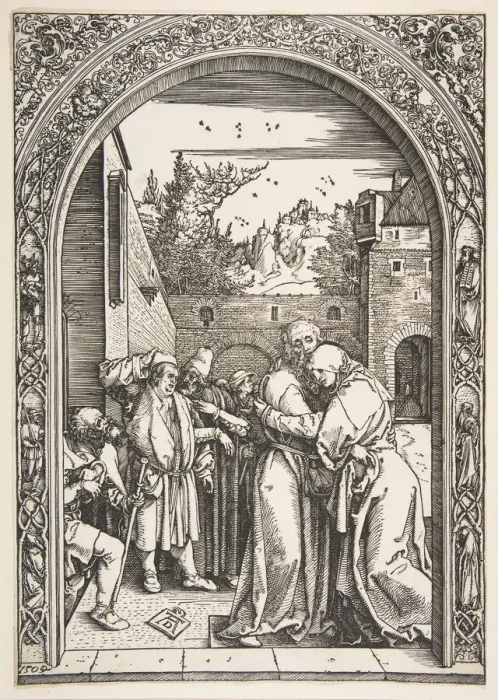 Framed Print : Joachim and Anna at the Golden Gate, from The Life of the Virgin, 1504 Framed Print : Joachim and Anna at the Golden Gate, from The Life of the Virgin, 1504