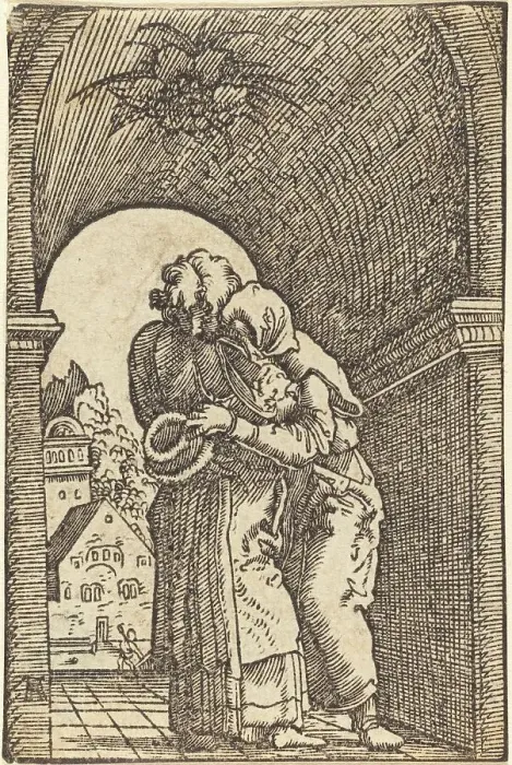 Framed Print : Joachim Embracing Anna, c. 1513. Creator: Albrecht Altdorfer Framed Print : Joachim Embracing Anna, c. 1513. Creator: Albrecht Altdorfer
