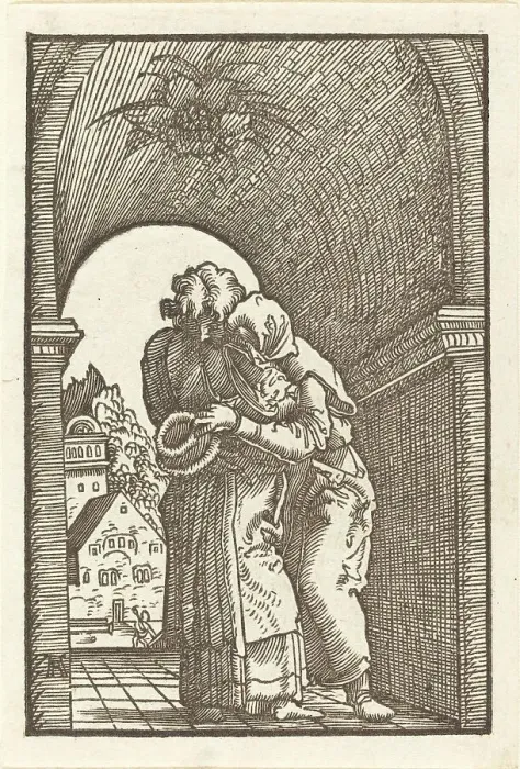 Framed Print : Joachim Embracing Anna, c. 1513. Creator: Albrecht Altdorfer Framed Print : Joachim Embracing Anna, c. 1513. Creator: Albrecht Altdorfer