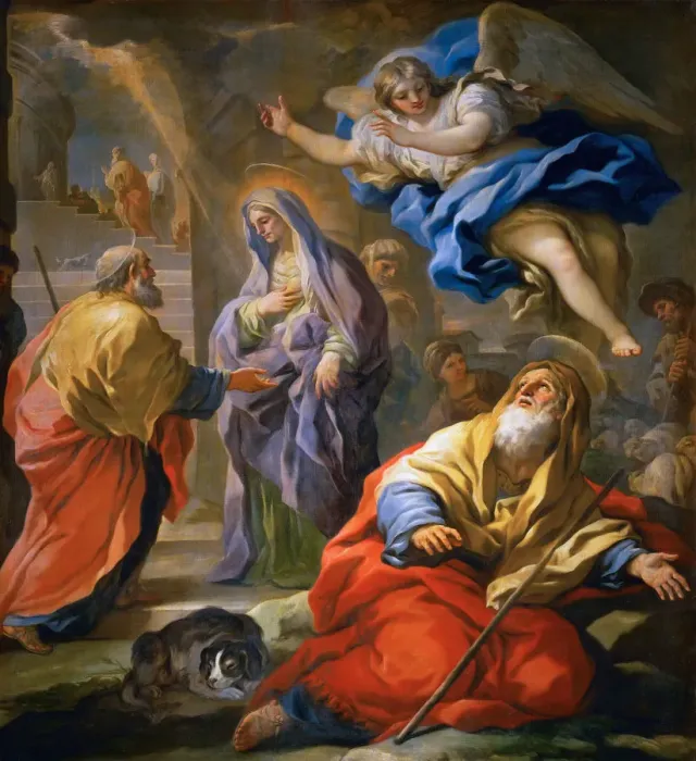 Framed Print : Joachim Receiving the Promise, and Meeting of Saints Joachim and Anne at the Golden Gate Framed Print : Joachim Receiving the Promise, and Meeting of Saints Joachim and Anne at the Golden Gate