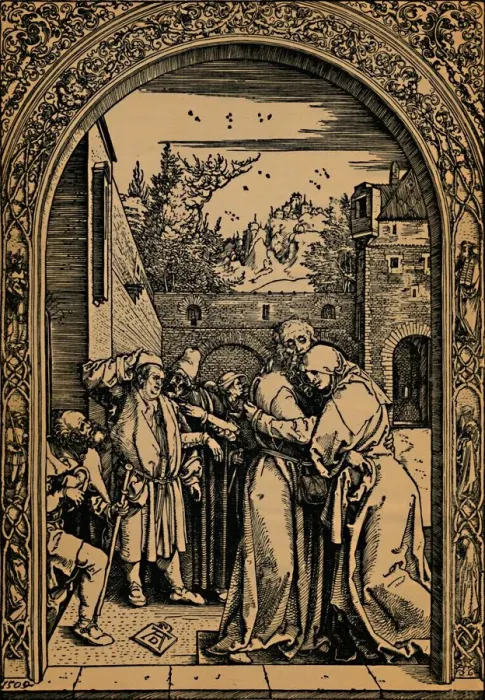 Framed Print : Joachim und Anna, 1504. Creator: Albrecht Durer Framed Print : Joachim und Anna, 1504. Creator: Albrecht Durer